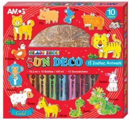 Barvy na sklo sada 10 barev 10,5 ml + 12 sklíček ZVÍŘATA