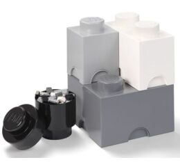 LEGO úložné boxy Multi-Pack 4 ks - černá, bílá, šedá