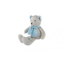 Medvěd/Medvídek sedící se šálou plyš 19cm šedivo-modrý