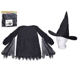 Set karneval - čarodějnice (šaty, klobouk) černá