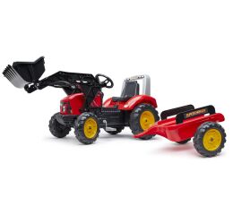 FALK Traktor šlapací 2020M Supercharger s nakladačem a vlečkou - červený