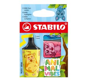 Zvýrazňovač - STABILO BOSS MINI Animal Vibes - 3 ks sada - neonové barvy