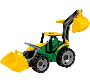 Traktor se lžící a bagrem, zeleno žlutý, 107cm