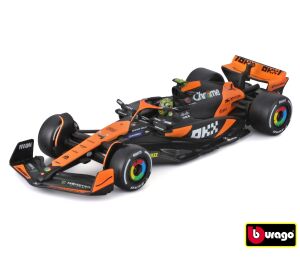 Bburago 1:43 RACE Formula F1 - McLaren F1 Team MCL38 (2024) #4 Senna Edition with driver and decorat