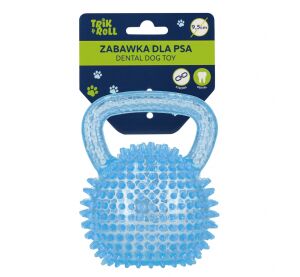 Hračka pro mazlíčky Dentální pískací hračka pro psy s úchytem modrá 9,5 cm
