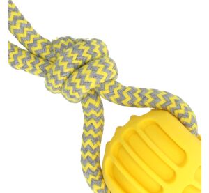 Hračka pro mazlíčky Přetahovadlo pro psy míč žlutý 20 cm