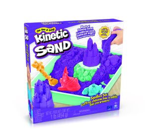 KINETIC SAND KRABICE TEKUTÉHO PÍSKU S PODLOŽKOU FIALOVÁ
