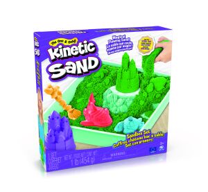 KINETIC SAND KRABICE TEKUTÉHO PÍSKU S PODLOŽKOU ZELENÁ