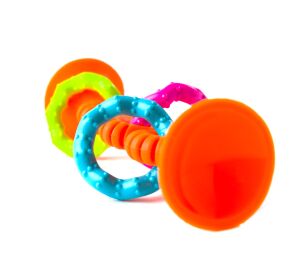 Fat Brain chrastítko pipSquiz Loops oranžové 15 cm