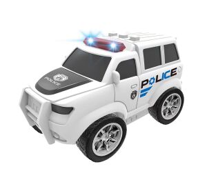 Auto policejní na setrvačník s efekty bílé 22,5 cm