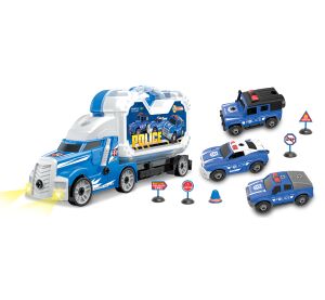 Kamion policejní s 3 auty šroubovací s efekty 42 cm
