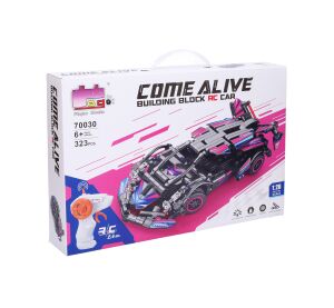 Stavebnice Auto růžové RC na dálkové ovládání 19 cm 323 dílků