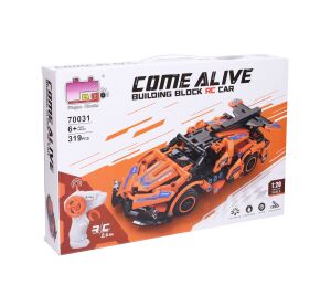 Stavebnice Auto oranžové RC na dálkové ovládání 18,5 cm 319 dílků