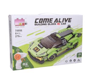 Stavebnice Auto zelené RC na dálkové ovládání 17 cm 275 dílků