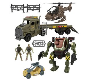Robot mecha s efekty set s tahačem a helikoptérou 60 cm