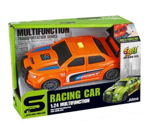 Auto závodní oranžové s efekty 16 cm