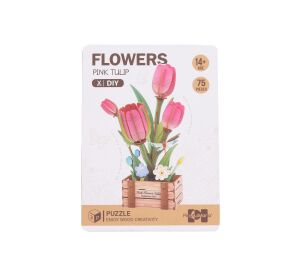 Stavebnice 3D dřevěná - Tulipán 21 cm