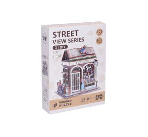Stavebnice 3D dřevěná - Knihkupectví 14,5x16x18 cm