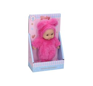Miminko v kožíšku tmavě růžová 19cm