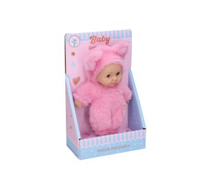 Miminko v kožíšku světle růžová 19 cm