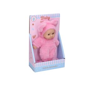 Miminko v kožíšku světle růžová 19cm