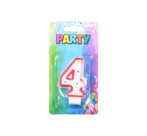 Párty svíčka číslo 4 Červená