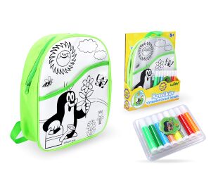 Batoh Krtek vymalovávací zelený 30 cm + 8 fixů