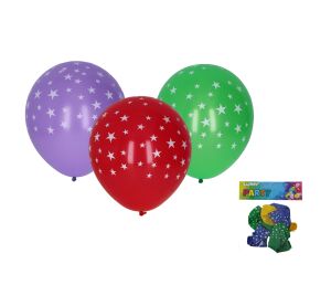 Balónek nafukovací 30cm - sada 5ks, potisk hvězdy