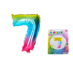 Balónek nafukovací - číslo 7 duhový