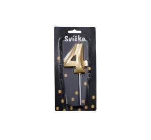 Párty svíčka číslo 4 Zlatá