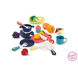 Kuchyňský set v košíku 26x19x14 cm - modrý - český obal