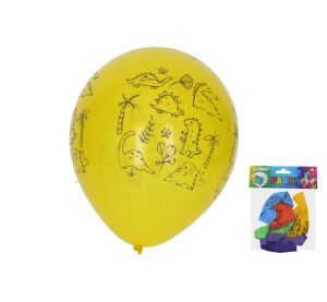 Balónek nafukovací 30 cm - sada 5ks, Dinosauři