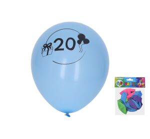 Balónek nafukovací 30 cm - sada 5ks, s číslem 20