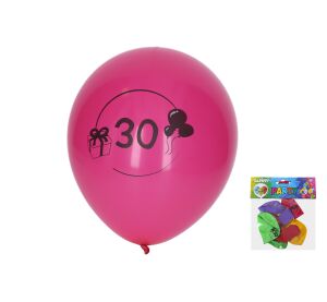 Balónek nafukovací 30 cm - sada 5ks, s číslem 30