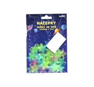 Nálepky 12x17 cm svítící ve tmě Hvězdy, 60 ks