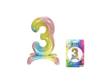 Balónek nafukovací - číslo 3 duha
