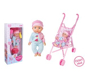 Miminko se zvuky a kočárkem 27 cm - český obal