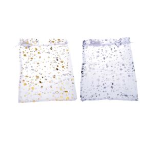 Sáček ORGANZA Hvězdy 20x30 cm Vánoce