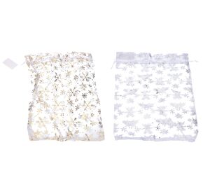 Sáček ORGANZA Vločky 25x35 cm Vánoce