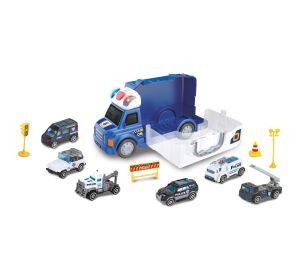 Auto policejní s efekty a 6 malými auty 34 cm