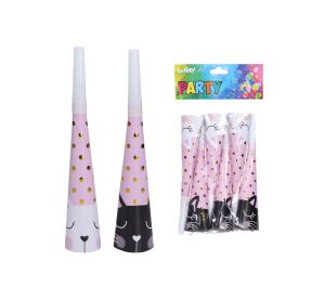 Párty trumpetky KOČKA 20 cm, 6 ks