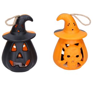 Dekorace Halloween dýně 11x6,5 cm svítící