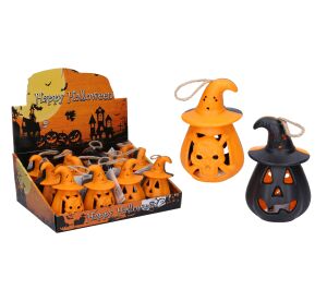 Dekorace Halloween dýně 11x6,5 cm svítící