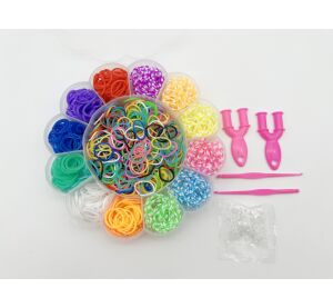 Sada gumiček na výrobu náramků Loom band 900 ks - květina
