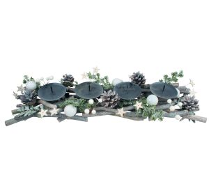 Adventní svícen podlouhlý s baňkami 51 cm
