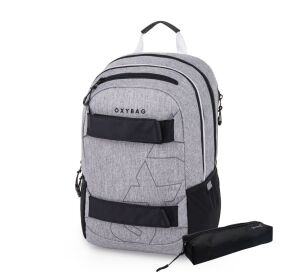Studentský batoh + etue OXY Sport Grey Melange