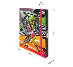 Box na sešity s gumou MOTORCYCLE EXTREME 3D A4 (315x240mm) 130gr/m2
