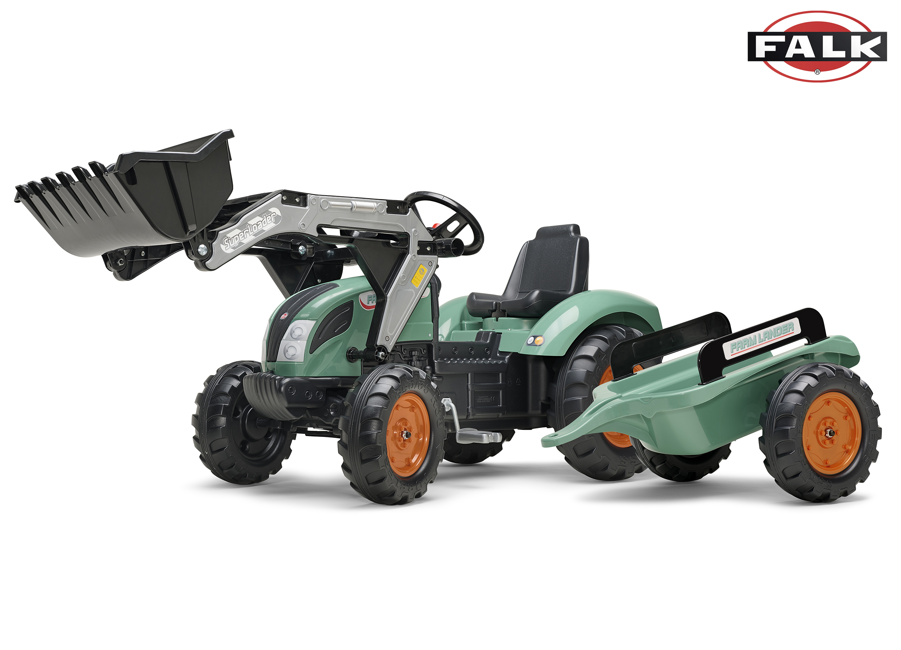 Levně FALK Traktor šlapací SUPER LOADER 1054AM s nakladačem a přívěsem - zelený