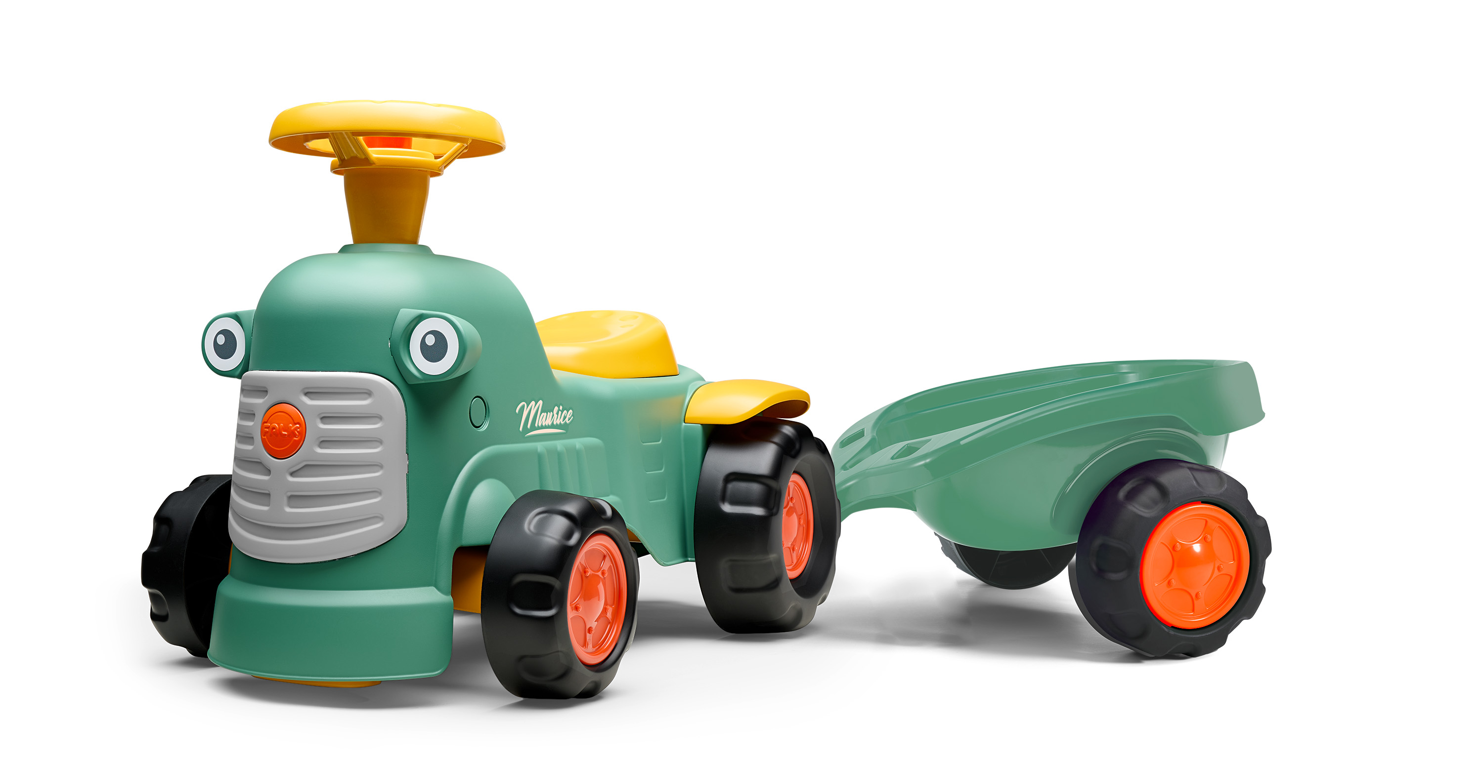Levně Falk traktor baby Maurice zelený vintage s přívěsem