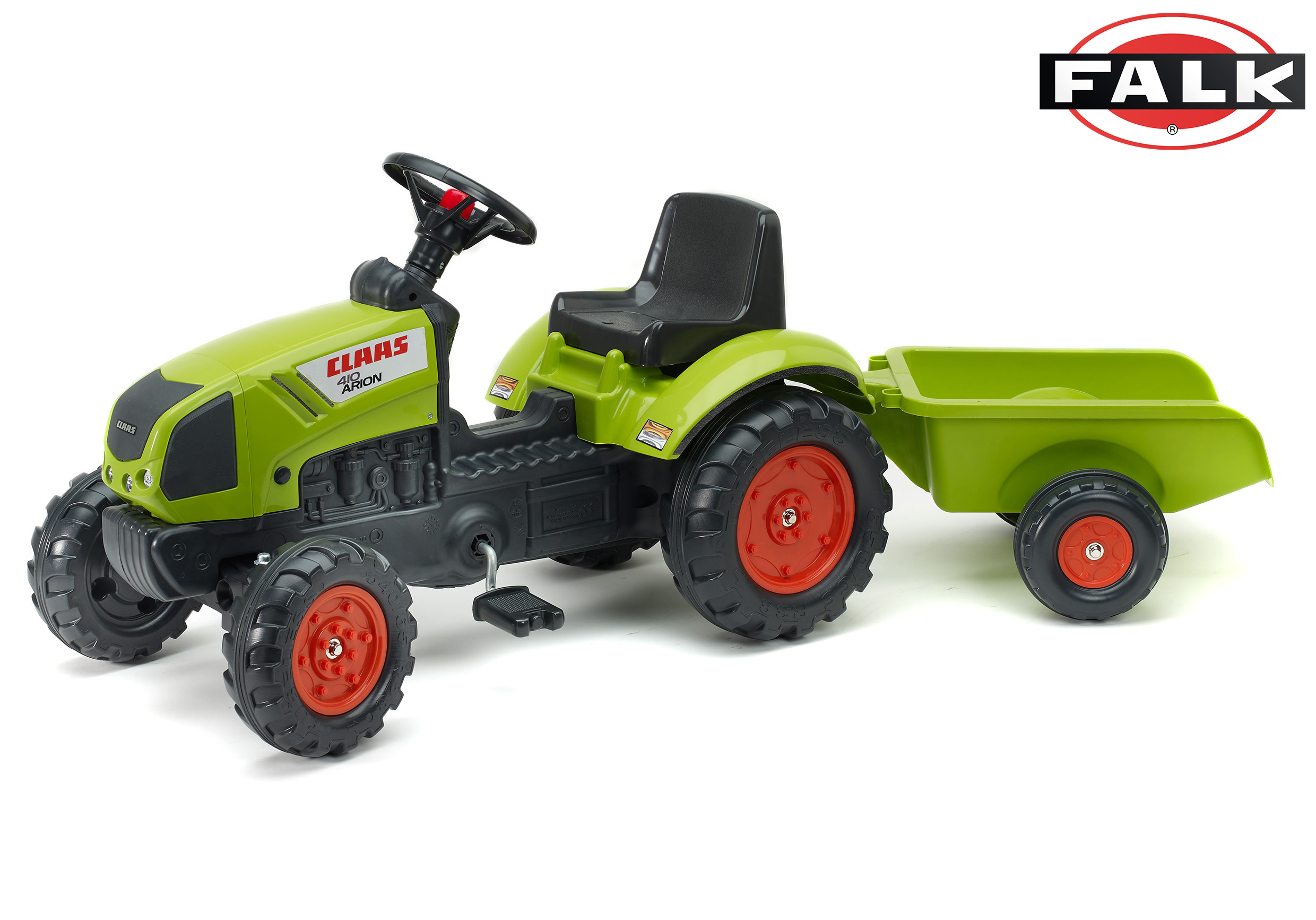 Levně Šlapací traktor Claas Arion s vlečkou